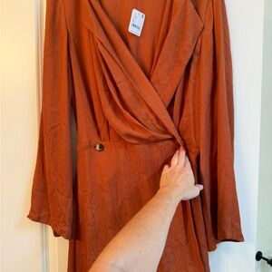 Free People Rust Orange Wrap Dress